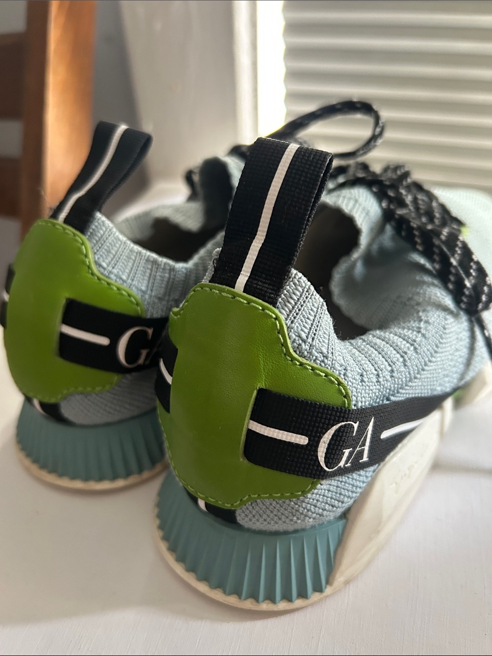 Giorgio Armani Blue and Green Sneakers